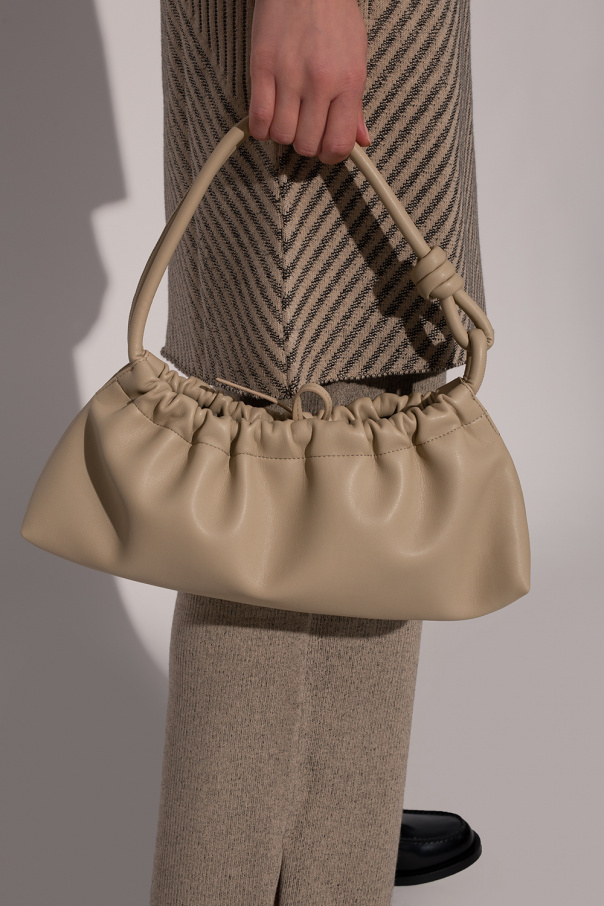 トートバッグ nanushka Valerie Bag in Cream Patent Vegan Leather Nanushka Valerie Ruched Tote Bag - Neutrals | Editorialist